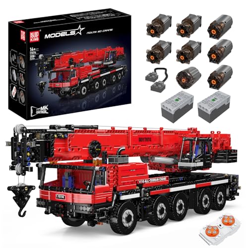 Mould King 17074 MOC Technik Ferngesteuert Kran Bausteine Spielzeug RC LKW Autokran Baufahrzeug Crane Technologie Klemmbausteine Bausatz mit Fernbedienung und 8 Motoren (3218Teile)