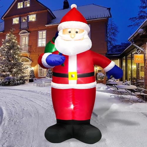 Danxilu 183CM Aufblasbarer Weihnachtsmann für Draußen mit Geschenktüte Aufblasbarer Weihnachts mit Integrierten LEDs Aufblasbare Hofdekoration für Draußen Garten Rasen und Feiertags Party Dekor