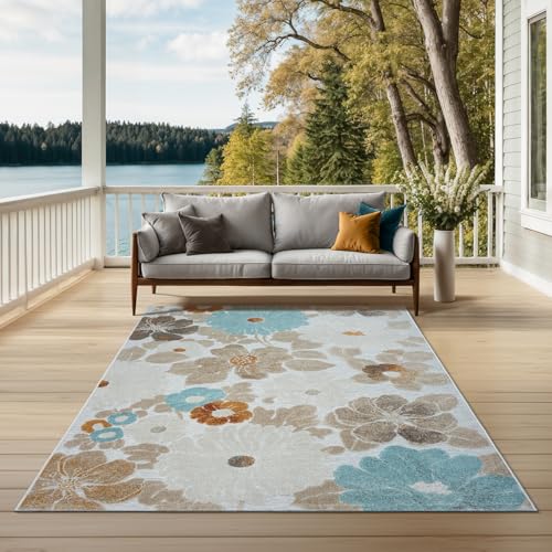 the carpet Porto Outdoor Teppich, Robust, Modernes Design, Wetterfest & UV-beständig, Ideal für Balkon, Terrasse, Wintergarten, Küche und Esszimmer, Multi-1, 240 x 340 cm