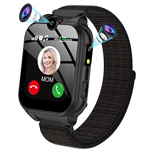 PTHTECHUS® Kinder Smartwatch Telefon – Kinder Uhr mit Zwei Wege Gespräch MP3 Dual Kamera Rechner Rekorder und SOS Hörbuch Spiel Uhr für 4-15 Jahre alt Jungen Mädchen Geburtstags Geschenke
