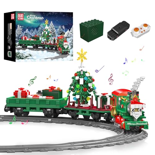 Mould King 12039 Festival Weihnachtszug, Weihnachtszug-Set mit Motoren, Geschenkwagen, Weihnachtsmann, Weihnachtsbaumspielzeug für Kinder (922+ Teile)
