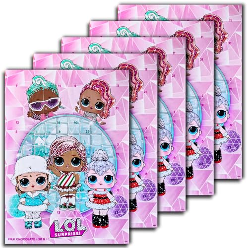 5 er Set LOL- Adventskalender mit Schokolade Schoko Weihnachts Kalender 5 x 75 g zum Sonderpreis!!!!