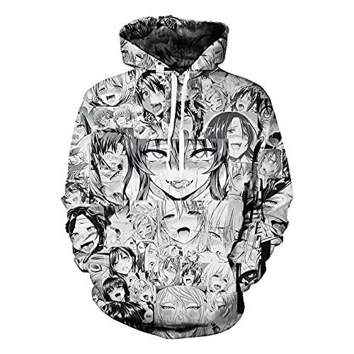 Ahego Hoodies Anime Collage Hoodie Unisex Casual Neuheit Pullover Sweatshirts Kapuzen, Anime Waifu6, Large