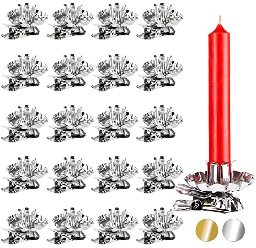 BRUBAKER 20er Pack Baumkerzenhalter für Weihnachtsbaum - Vintage Kerzenhalter Silber - Traditionelle Kerzenzwicker mit Clip