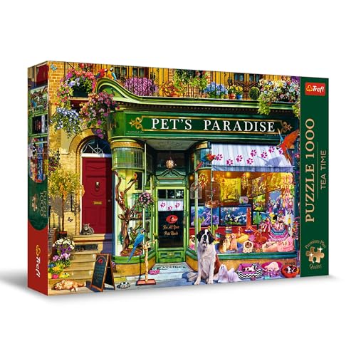 Trefl Premium Plus Quality - Puzzle Tea Time: Tierparadies - 1000 Elemente, Serie Gemalter Nostalgischer Bilder, Ideale Anpassung der Teile, für Erwachsene und Kinder ab 12 Jahren