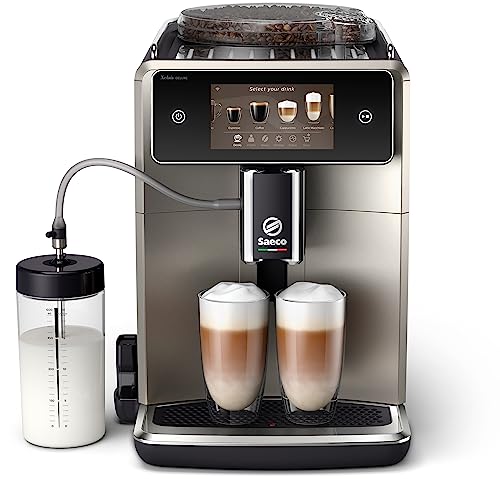 Saeco Xelsis Deluxe Kaffeevollautomat – WLAN-Konnektivität, 22 Kaffeespezialitäten, Intuitives 5'-Touchdisplay, 8 Benutzerprofile, Keramikmahlwerk, ‎Metall (SM8782/30)