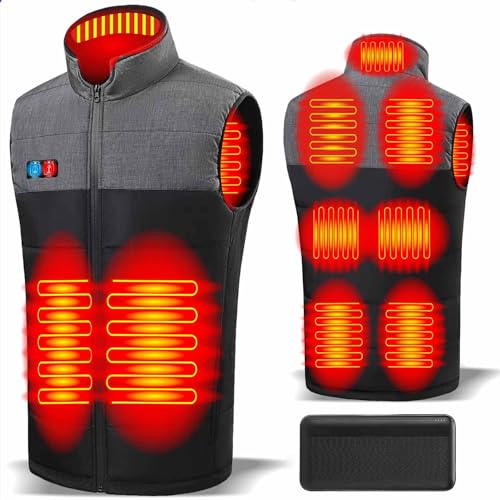 Panngu Beheizbare Weste mit Powerbank L, Jacke mit Heizung, beheizte weste Herren Damen - Wärmejacke mit Akku