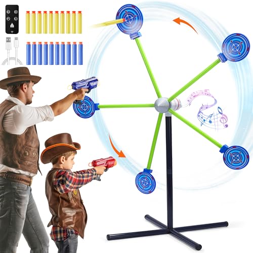 fygurso 2-Spieler-Schießspielzeug, Schaumstoff-Pfeil-Spielzeugpistole mit automatischer Zurücksetzung und rotierendem Ziel, Kinder im Alter von 4, 5, 6, 7, 8, 9, 10+