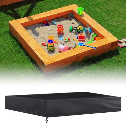 Sandkastenabdeckung 150x150cm Wasserdicht mit Aufbewahrungstasche, Oxford-Stoff Schwarz Sandkasten Abdeckung, Abdeckplane Sandkasten, für Sandkasten, Pool, Terrase, Garten