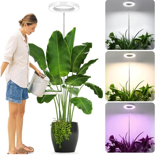 SIYOMG Pflanzenlampe LED Vollspektrum, Grow Lampe für Zimmerpflanzen, 72 LEDs Pflanzenwachstumslampe, Höhenverstellbar Bis 160 cm, 3 Farbmodi, Timer (3/9/12 Stunden), 10 Helligkeitsstufen