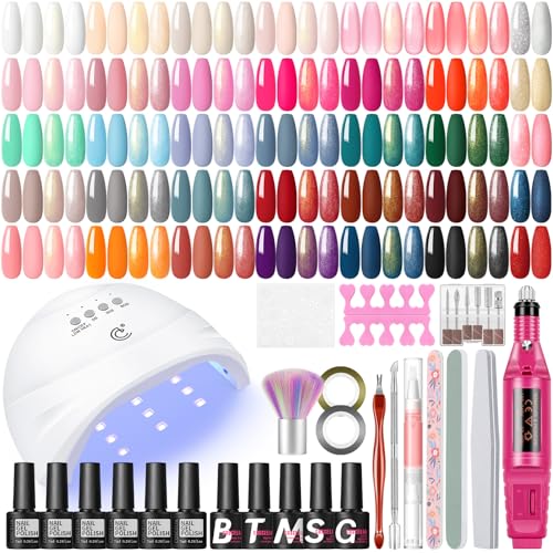 COSCELIA 35 Farben UV Nagellack Set mit Lampe - Nägel Starterset Gelnägel Set - Elektrische Nagelfräser - Nagelset Gelnägel Starterset - Nägel Selber Machen - Maniküre Set - Nagelstudio Set