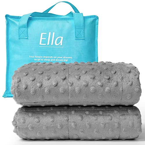 Ella Gewichtsdecke Kinder 3,2 kg 100x150 cm - Therapiedecke, für Stressabbau & Angstzustände, Hypoallergene Glasperlen, weiche & kühlende Baumwoll- Außenschicht, für Kinder von 25-40 kg - Grau Minky