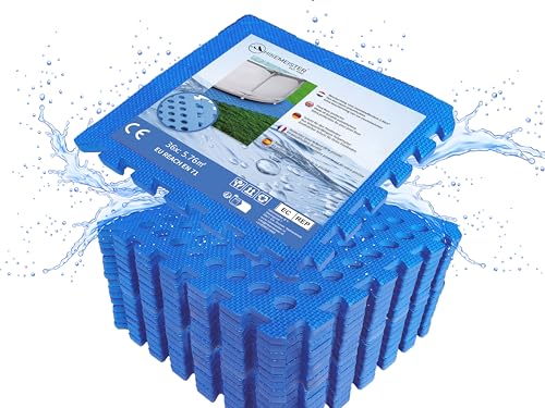 Meisterhome ® Pool Unterlegmatte Poolmatte 36 Stück – 5.76 m² - Bodenschutz Matte für den Pool/Planschbecken - Bodenfolie Bodenmatte Poolunterlage Bodenschutz blau