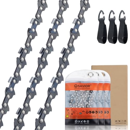 SAVIOR 3-Pack 30 cm Sägenkette 3/8'LP 1,1 mm 44 TG Rückschlagsarme ketten Kompatibel für Stihl MS170 MS171 MSE170C MS194T, 61 PMM3 44, 3610 000 0044