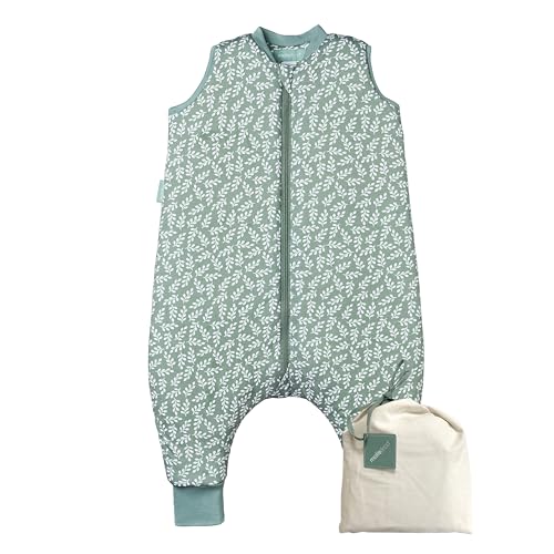 molis&co - Baby Schlafsack mit Füßen 2.5 TOG - Ganzjahres Schlafsack - Babyschlafsack mit Beinen - 100% Baumwolle (Oeko-TEX 100), Winterschlafsack Premium Qualität - Green Garden (70 cm)