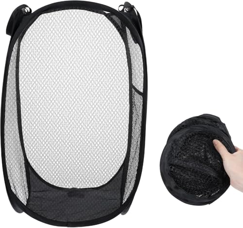 Gjinxi Faltbarer Wäschekorb Pop Up Wäschekörbe 36 * 36 * 58cm Tragbar Netz Laundry Basket Aufbewahrungskorb Mesh Stoffkorb Eckwäschekorb mit Henkel für Badezimmer Kinderzimmer Waschküche College Dorm