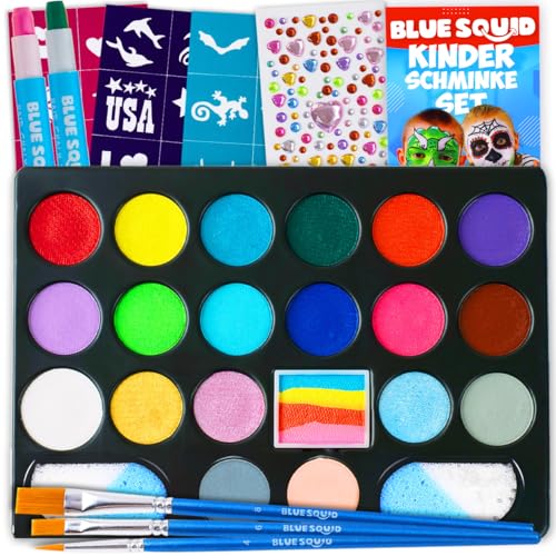 Blue Squid Kinderschminke Set Ideales Schminke 24 Farben, 160pcs Theaterschminke Faschingsschminke für Kinder, Kinderschminke Wasserbasis, Kinderschminken Set für Halloween Karneval