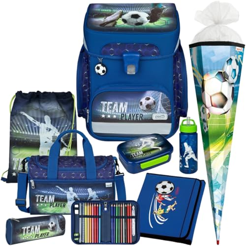 Undercover Team Player - Fussball - Schulranzen-Set EasyFit 10tlg. mit Sporttasche, Schultüte, Brotdose und Trinkflasche - Heftmappe A4 Gratis (Fussball)