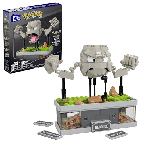 MEGA Pokémon Actionfigur-Bauset, Mini Motion-Kleinstein mit 343 Teilen und Schlagbewegung, Spielzeug für Sammler zum Zusammenbauen und Präsentieren, HWR79