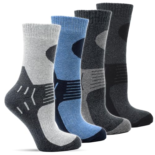 Frostfighter Herren Thermosocken (6x Paar) Winter Ski Vollfrottee Innenfutter, Schwarz Blau Grau, 39-42