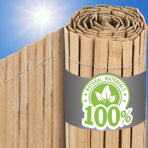 UrFence Deine Oase: 90x600 Bambus Sichtschutz Zaun Holz - 100% Natur Bambusstäbe Wetterfest - Bambuszaun Sichtschutzmatte für Balkon Terrasse Gartenzaun - Pergola Windschutz Garten Sichtschutzwand
