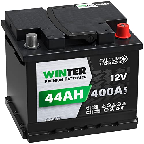 WINTER Premium Autobatterie 12V 44Ah 400A/EN Starterbatterie Batterie ersetzt 40Ah 41Ah 43Ah 45Ah 46Ah