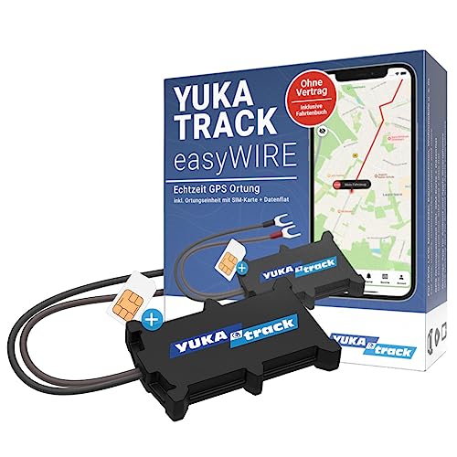 YUKAtrack easyWire GPS Ortung Tracker für Auto, Motorrad, LKW, Wohnwagen,SIM Karte und Datenflat inkl. Europaweite LIVE Ortung,Fahrtenbuch,Komplettset: Kein ABO, ohne Vertrag, Sofort einsatzbereit