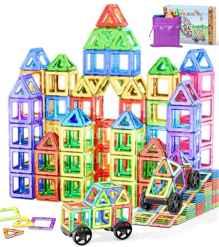COOLJOYA Magnetische Bausteine 50 Teile, Magnetspiel STEM Magnetbausteine, Montessori Spielzeug ab 3 Jahre, Magnete Kinder ab 3 4 5 6 7 Jahren für Jungen und Mädchen