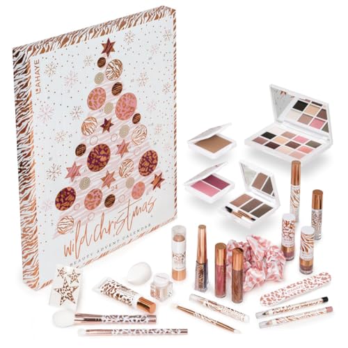 LAHAYE Beauty Adventskalender 'WILD X-MAS' 2024, 24 hochwertige Makeup und Kosmetik Überraschungen für Weihnachten, Geschenkset, Weihnachtsgeschenke