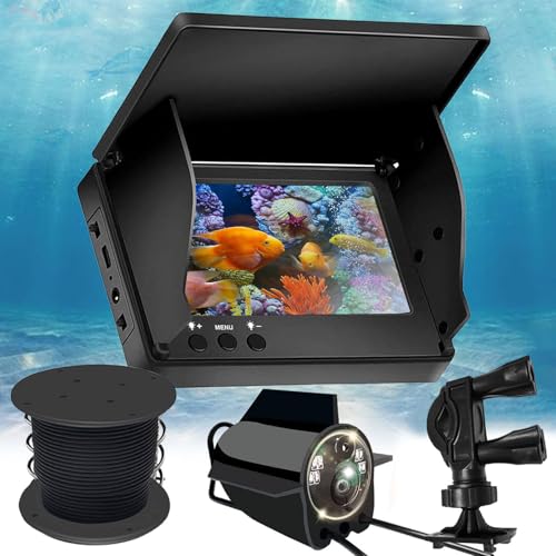 Fischfinder, Fish Finder Kamera IP65 Wasserdicht Unterwasser Kamera mit 5 Zoll IPS Display 8000mAh Akku 30m Kabel 220° Weitwinkel Nachtsicht für Meeresangeln Fluss Angeln Eisfischen