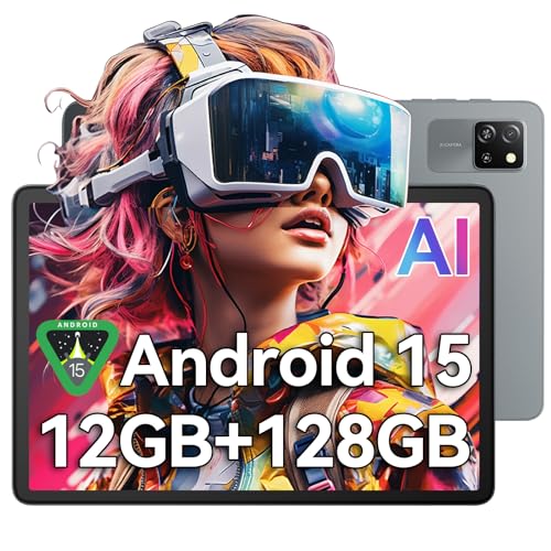Blackview Tab60 WiFi Tablet 10 Zoll, PC Tablet Android 15, 12GB(4+8Erweiterung) RAM+128GB ROM(2TB TF), Octa Core WiFi 6, 1280 * 800 HD, Widevine L1, 5100mAh, Dual Kamera 5MP+8MP, BT 5.2, GMS