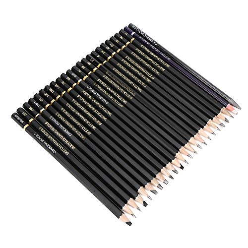Zeichnen Skizzieren Bleistiftset, Graphitstifte Holzkohle Holz weniger Malerei Schreibwaren Kunstbedarf 24 Stück Zeichenstifte 14B 13B 12B 11B 10B 8B 6B 5B 4B 3B 2B B HB 2H 3H 4H 5H 6H