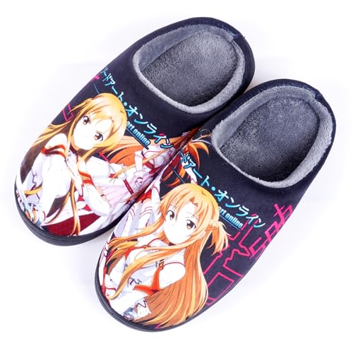 WANHONGYUE Anime Sword Art Online Asuna Yuuki Slippers Women Men Fuzzy House Slippers with Rubber Sole Winter Warm Indoor Outdoor Anti-slip Shoes