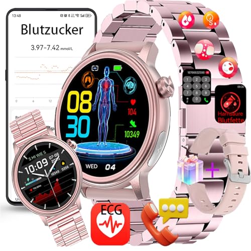 Fohatu 𝐛𝐥𝐮𝐭𝐳𝐮𝐜𝐤𝐞𝐫 Smartwatch 𝐛𝐥𝐮𝐭𝐳𝐮𝐜𝐤𝐞𝐫𝐦𝐞𝐬𝐬𝐮𝐧𝐠 EKG 𝐃𝐢𝐚𝐛𝐞𝐭𝐞𝐬 Smartwatch Mit Bluetooth-Anrufe,Fitness Tracker Mit Blutfette Harnsäure Blutdruck