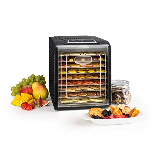 Klarstein Dörrautomat, Dörrgerät, Food Dehydrator, Dörrautomat aus Metall, Dehydrator Food Dryer, 9 Ablagen, 700 Watt, Touch-Display, Timer, Edelstahlheizelement, HotAir Circulation System, Schwarz