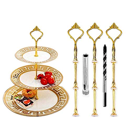 etageren stangen Set Gold Etagere bausatz Etagere etagen etageren stäbe 3 Stueck im Paket Krone Gold (ohne Platte