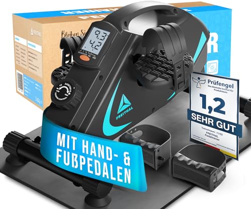 Der gelenkschonende Pedaltrainer PRO von Freithal [TESTSIEGER] - Mit Anti-Rutsch-Matte & beleuchtetem Display - Leiser Arm und Beintrainer Senioren [Fuß- & Handpedalen] - Mini Heimtrainer Fahrrad