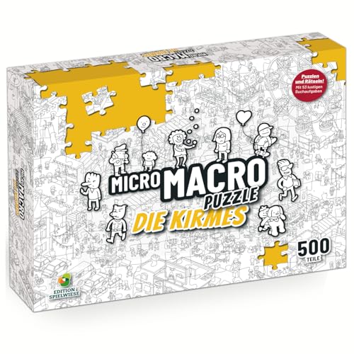 MicroMacro Puzzle Edition Spielwiese - Die Kirmes Suchbild Puzzle 500 Teile mit 53 lustigen Suchaufgaben für Erwachsene