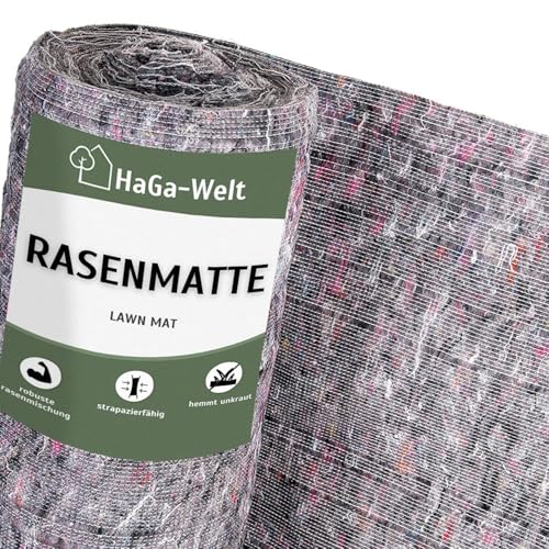 HaGa Rasenmatte 1m Breite – biologisch abbaubarem Baumwollvlies – schnelles Wachstum mit eingebetteten Rasensamen – natürlicher Rasenteppich mit echten Grassamen (Meterware)