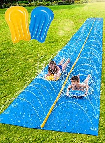 Sloosh riesige Wasserrutsche, 914cm x 183cm Rasen Wasserrutsche mit eingebautem Sprinkler und 2 Slip aufblasbare Bretter für Party im Sommer Garten Wasserrutsche Kinder Wasser Spielen Aktivitäten