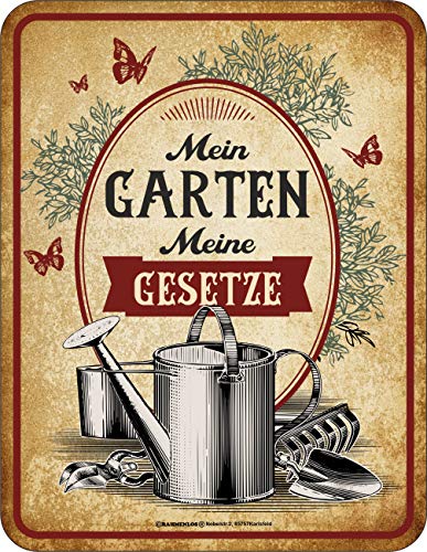 Original RAHMENLOS Deko Blechschild als Geschenk für Gärtner - Mein Garten - Meine Gesetze