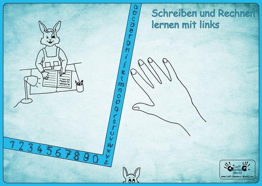 Linkshänder Schreibunterlage 'Hasenkind': Linkshänder erlernen die gesunde Schreibhaltung