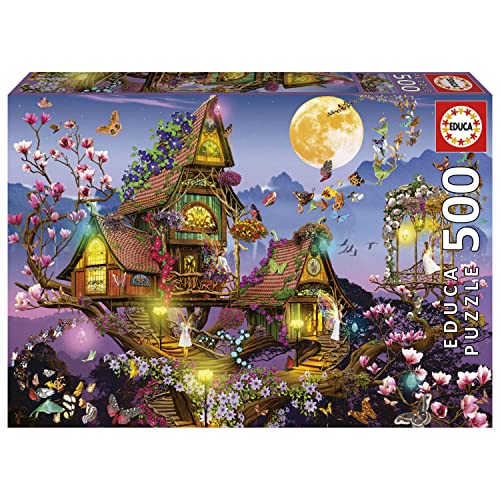 Educa - Puzzle 500 Teile für Erwachsene | Elfenhaus, 500 Teile Puzzle für Erwachsene und Kinder ab 11 Jahren, Fantasy, Märchen, Feen (19554)