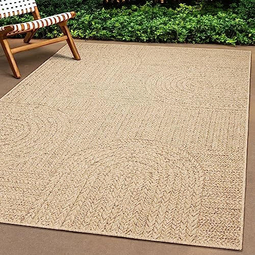 Teppich-Traum In- & Outdoor Teppich 200x290 cm Sisal-Optik natürlich beige braun Garten Terrasse Balkon