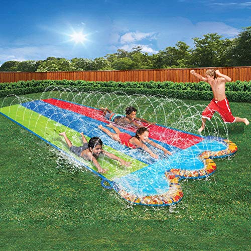 BANZAI Speed Triple Wasserbahn Duell Wasserrutsche 487 cm mit Sprinkler