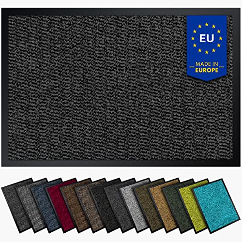 Gentle North Hochwertige Fußmatte grau schwarz 90x150cm groß für Innen & Außen - Schmutzfangmatte rutschfest, waschbar & wetterfest - Fussmatte für Eingangsbereich & Aussenbereich - Läufer Flur dünn