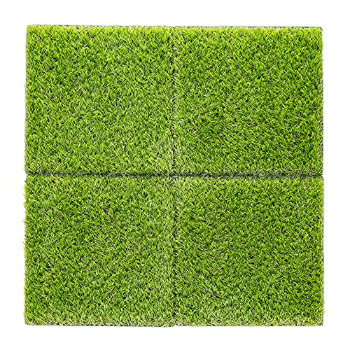 Navaris 4X Kunstrasen Matten quadratisch - je 30,3 x 30,3cm - Kunstrasenteppich Platten Fliesen Balkon Terrasse - künstlicher Deko Rasenteppich