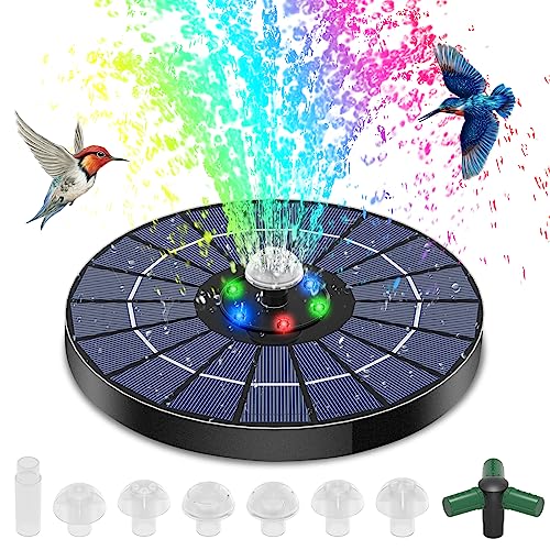 Solar Springbrunnen für Außen, Dreamhigh 4W Springbrunnen Solar, Solar Teichpumpe mit 8 Effekte Solar Wasserpumpe Solar schwimmender Fontäne Pumpe für Garten/Vogel-Bad/Teich/Fisch-Behälter