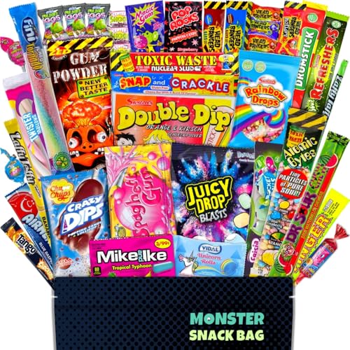 40 Süßigkeiten aus aller Welt in einer Box auch als Geschenk z.B. zum Geburtstag - XXL Mix mit amerikanischen Süssigkeiten und britischen Sweets