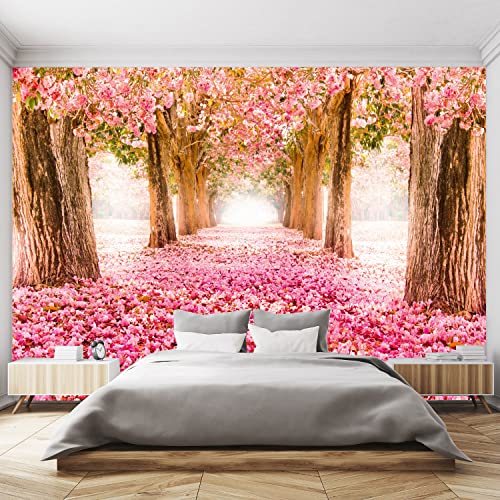 murimage Fototapete Pink Wald 366 x 254 cm inklusive Kleister 3D Tapete Bäume Blüten Blumen Wohnzimmer Küche Schlafzimmer